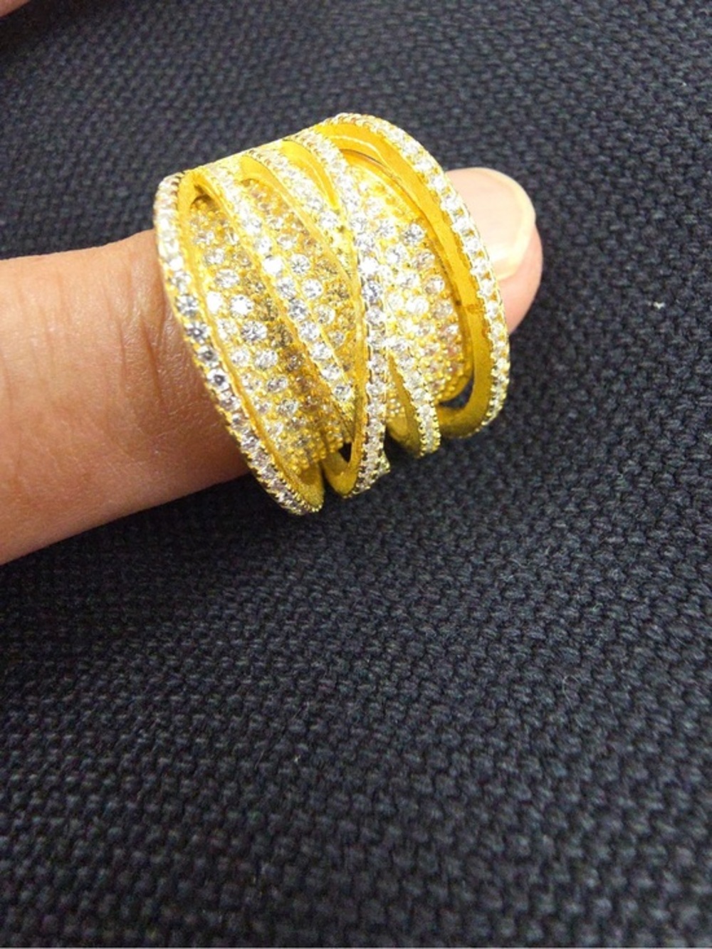 New Large Gold plated Stacking ring Band size 6 only highway ring layered ring